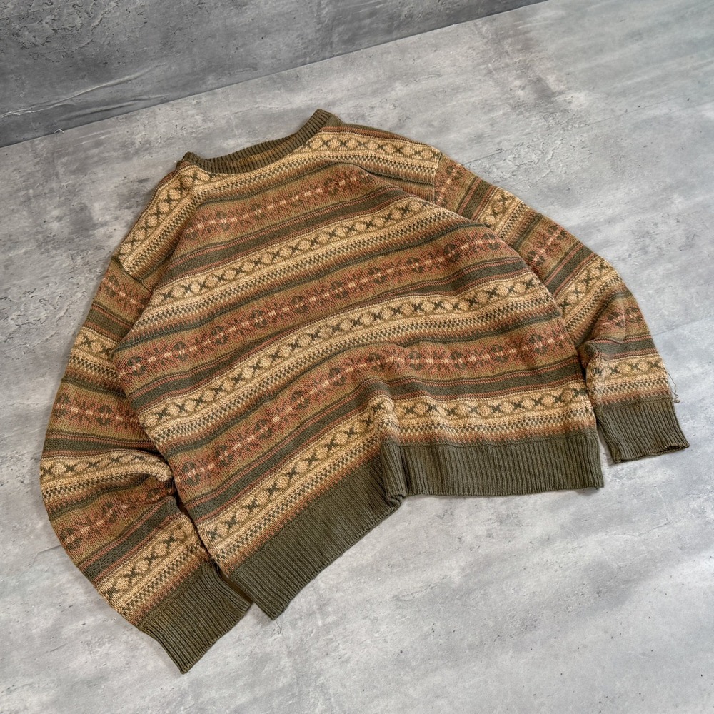 Vintage VTG 1990's 90's St Michael Fair Isle All Over Pattern Crewneck Sweater
